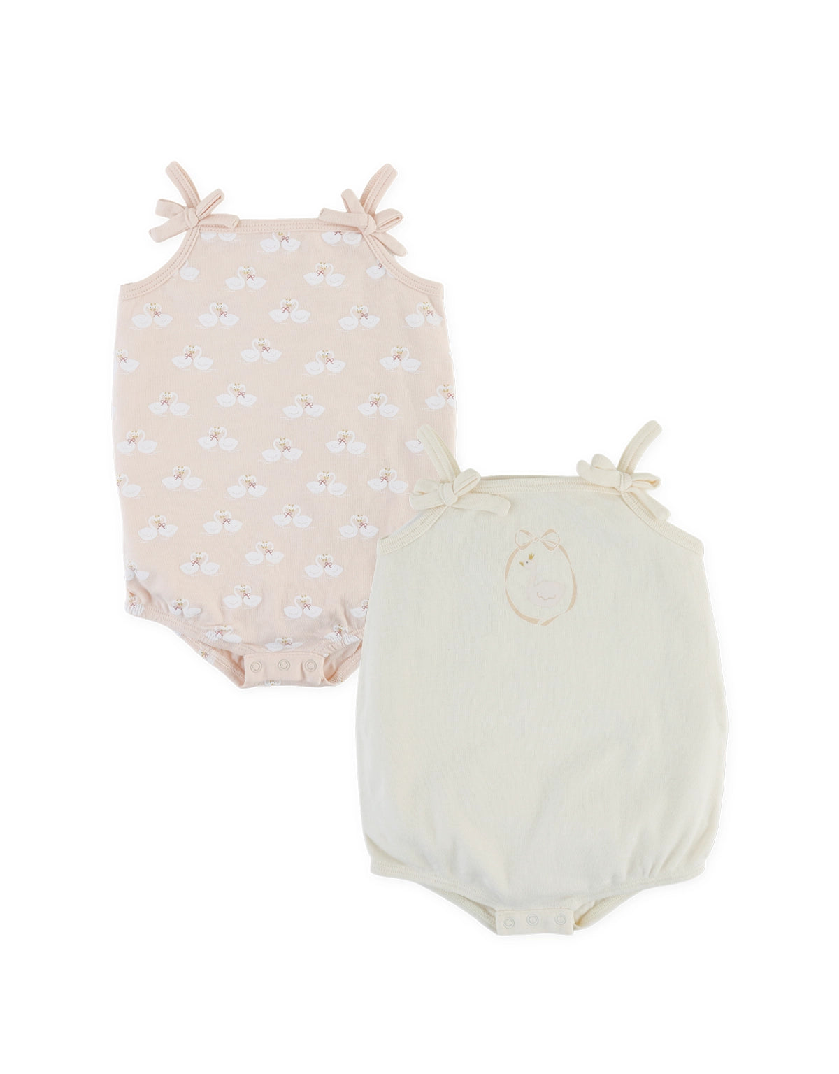 2-Piece Strappy Swan Bodysuit Set with Bow Details
