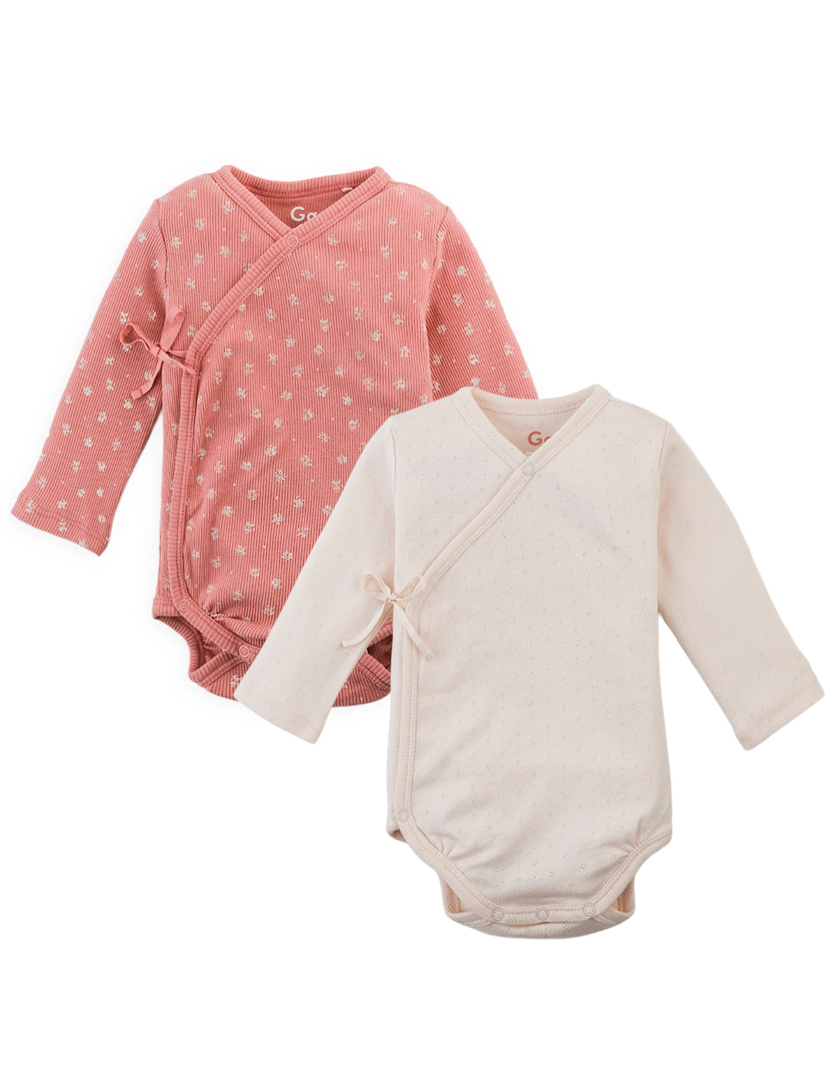 2-Piece Long-Sleeve Kimono Bodysuit Set with Side Bow Detail