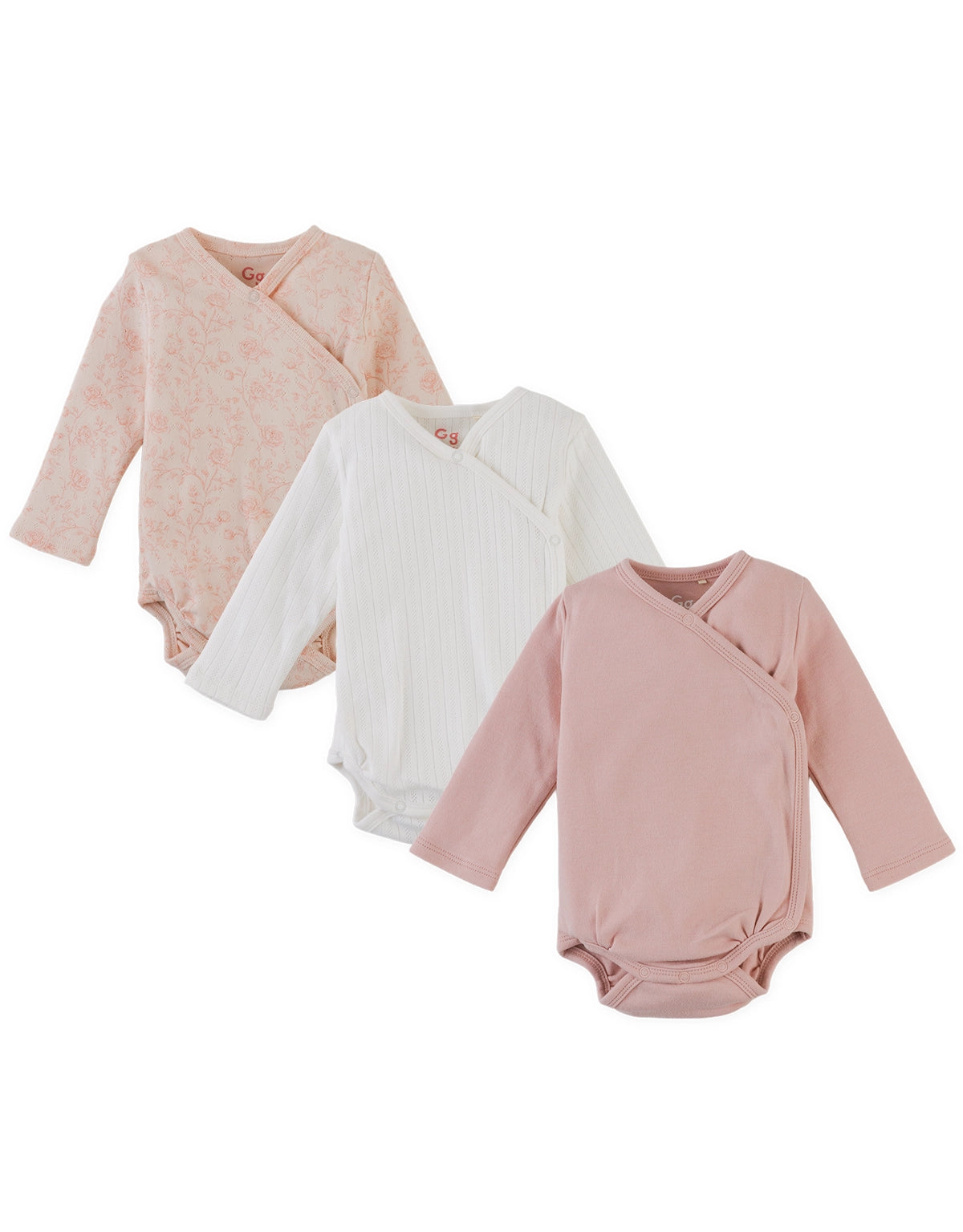 3-Piece Long- Sleeve Kimono Bodysuit Set