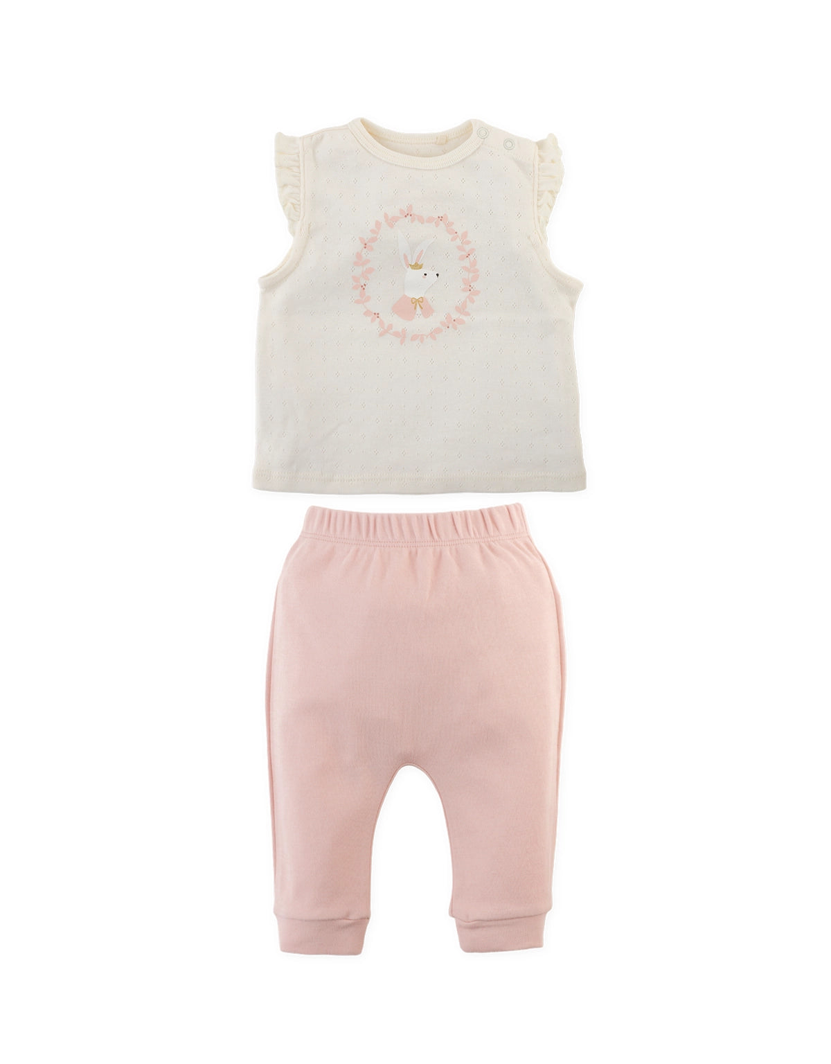 Ruffle-Sleeve Bunny Top and Pants Set