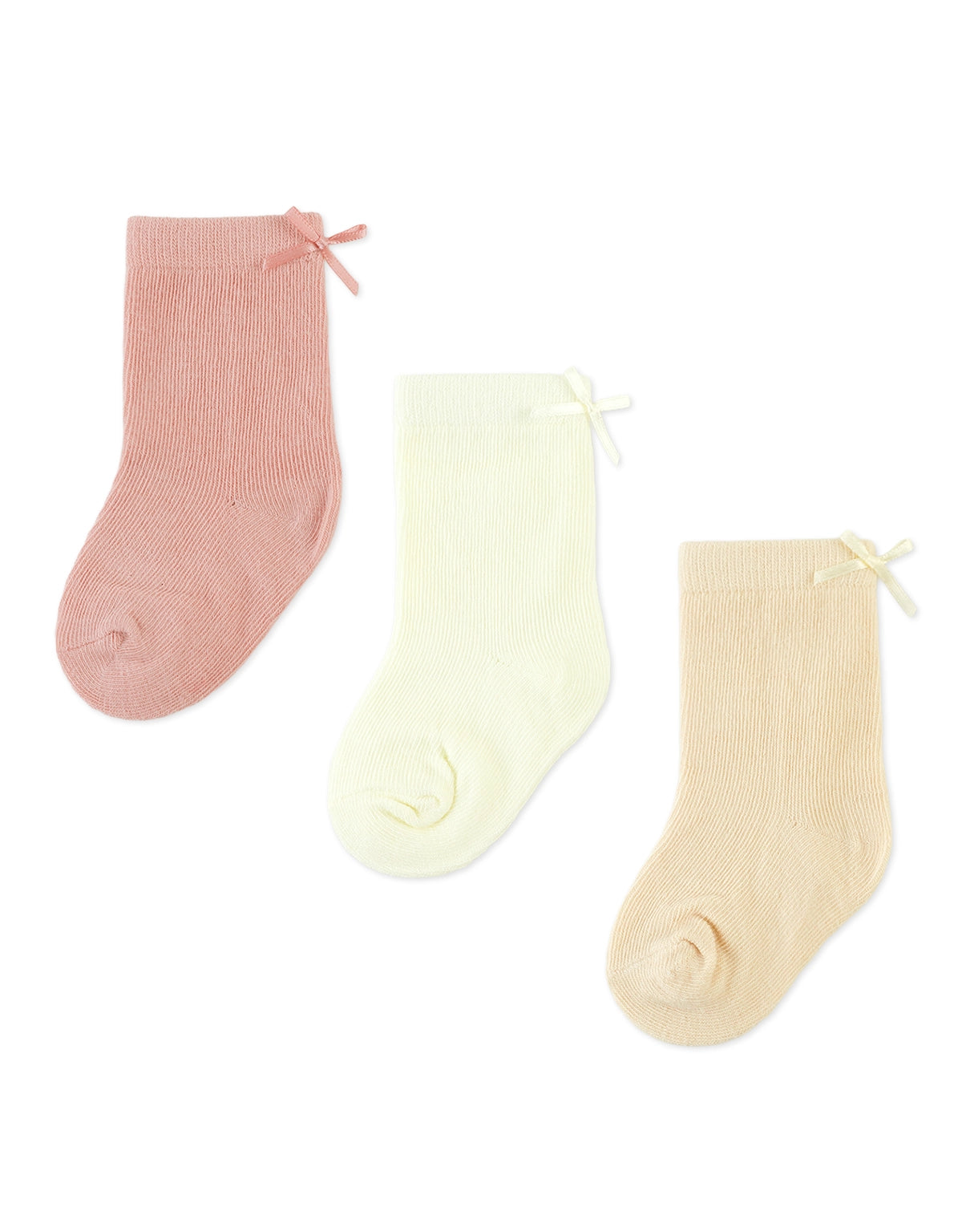 3-Pair Ribbed Pointelle Socks with Bow Details