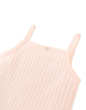 Baby Lila Ribbed Tank Top with Picot Edge front view