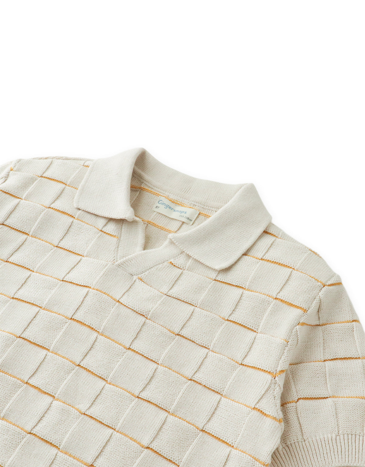 Kai Checkerboard Knit Open-Collar Polo