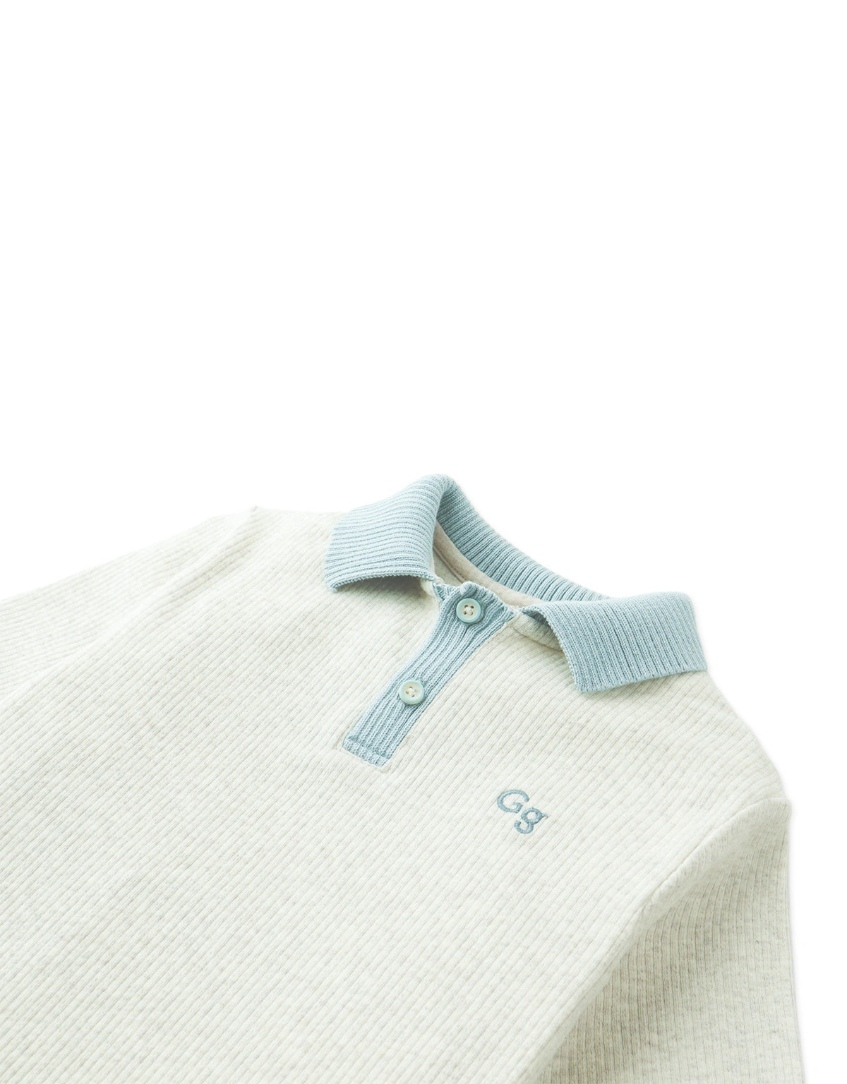 Kiyoto Ribbed Pointelle Knit Polo with Contrast Details
