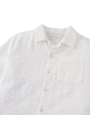 Timothy Embroidered Camp Collar Button-Down Shirt front view