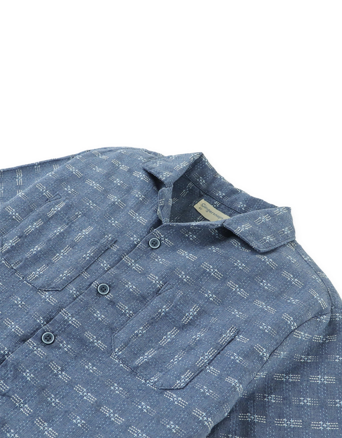 Ryu Sashiko-Inspired Woven Shirt with Patch Pockets