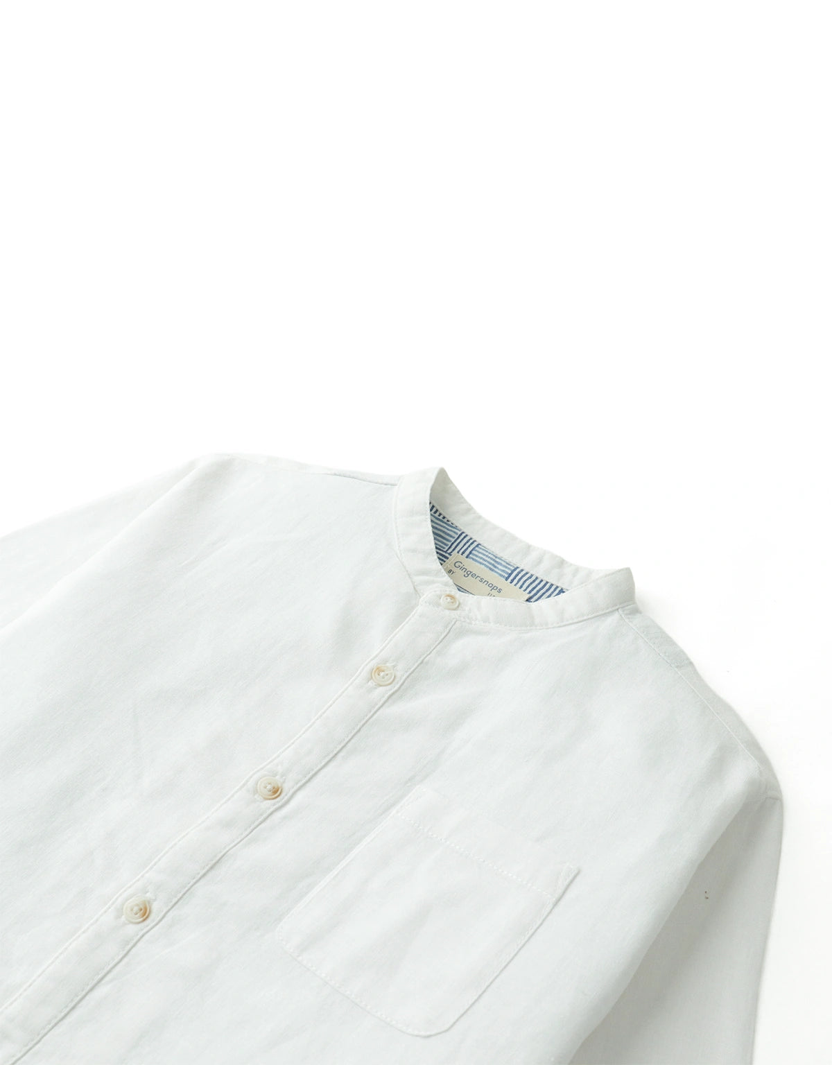 Akio Long-Sleeve Mandarin Collar Shirt with Patch Pocket