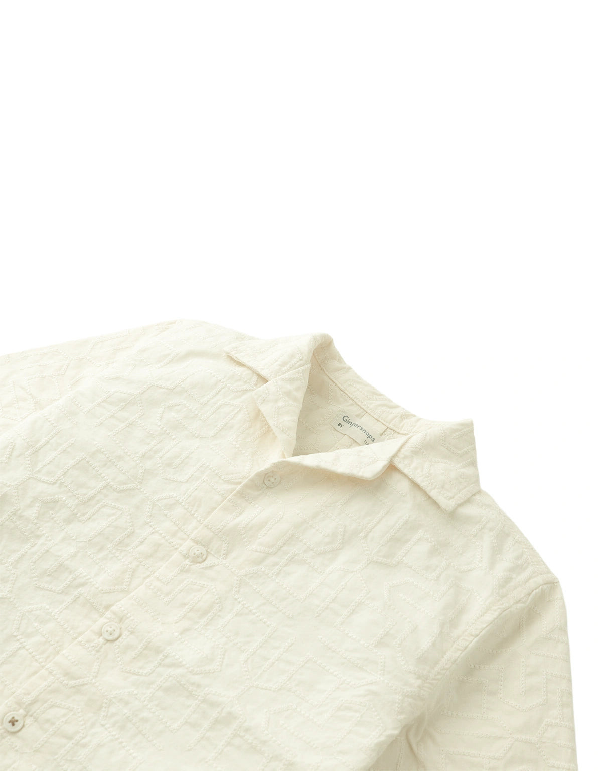 Tadashi Geometric Eyelet Camp Collar Shirt