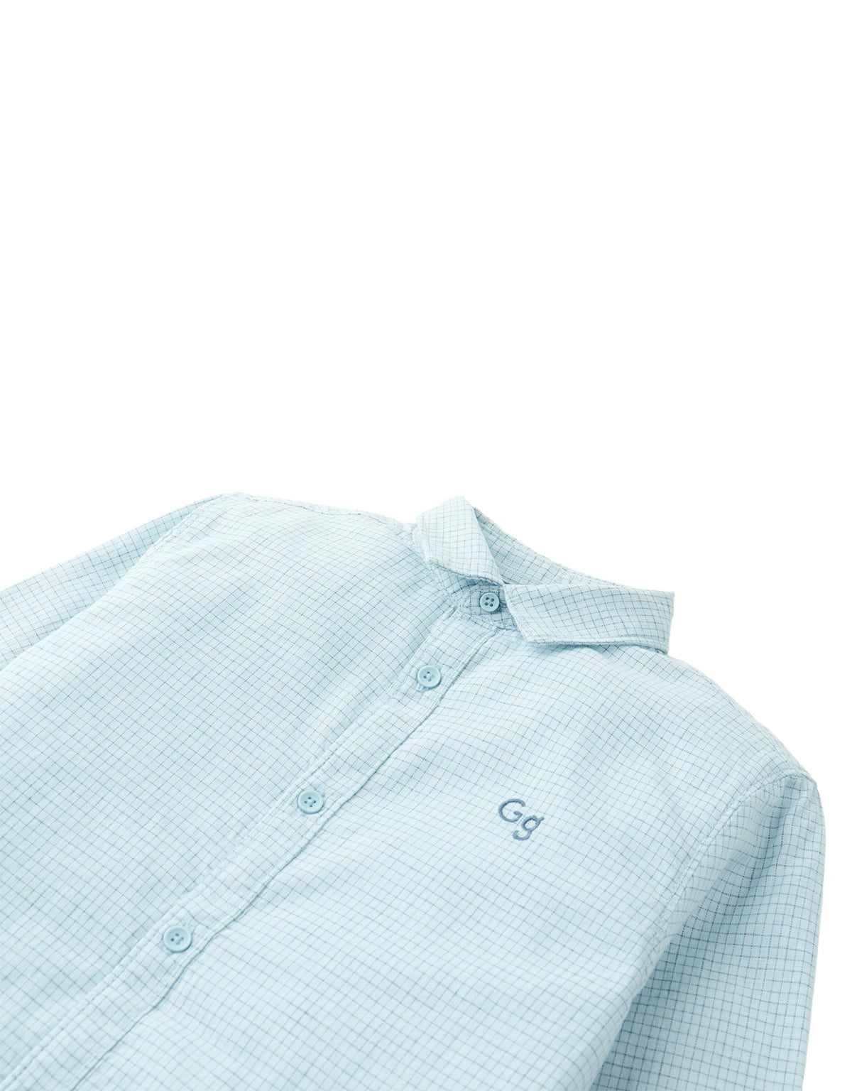 Denji Micro-Check Long Sleeve Shirt with Embroidered Logo