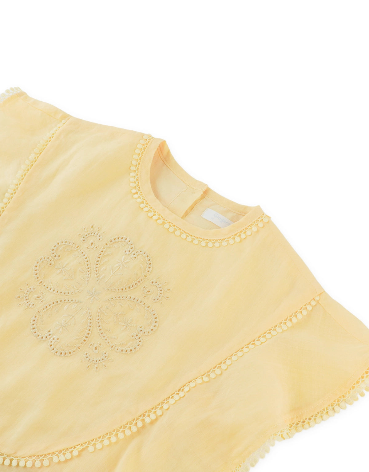 Selene Top with Scalloped Trim and Ruffle Sleeves