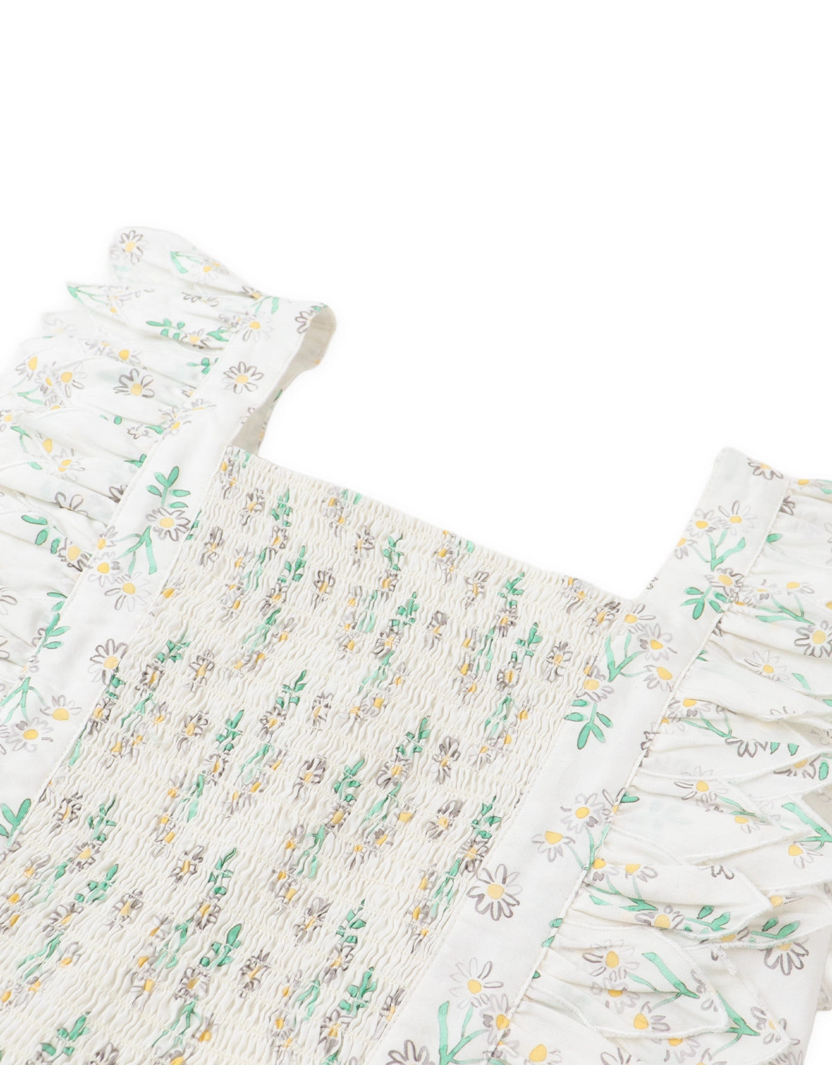 Ayla Smocked Daisy Print Top with Petal Sleeves