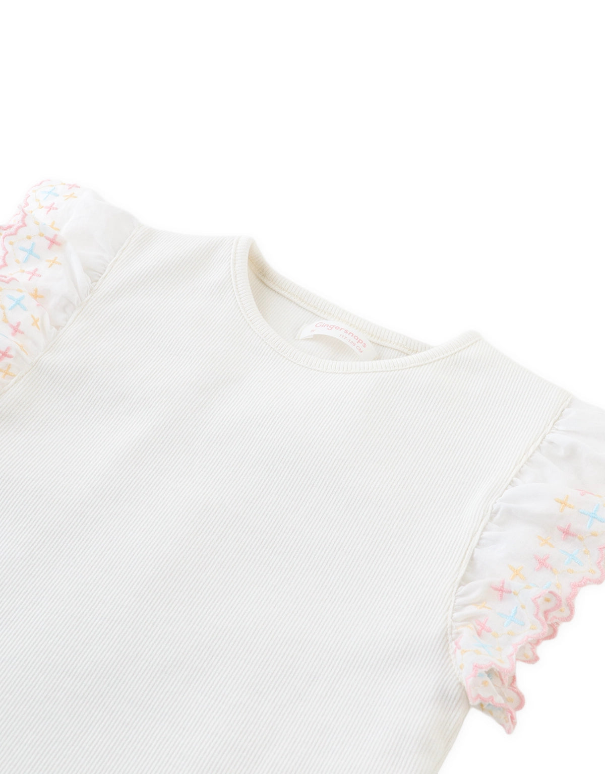 Elsie Top with Embroidered Ruffle Sleeves