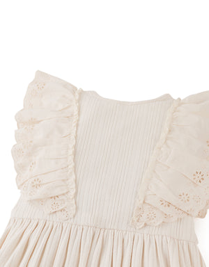 Liberty Multiribbed Dress with Eyelet Ruffle Sleeves front view