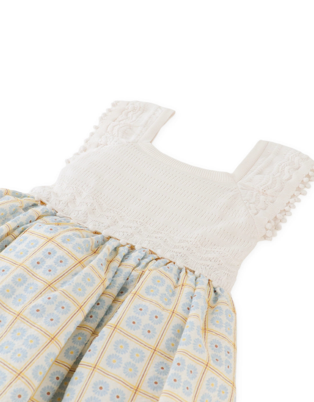 Samara Midi Dress with Pointelle Knit Bodice and Printed Skirt