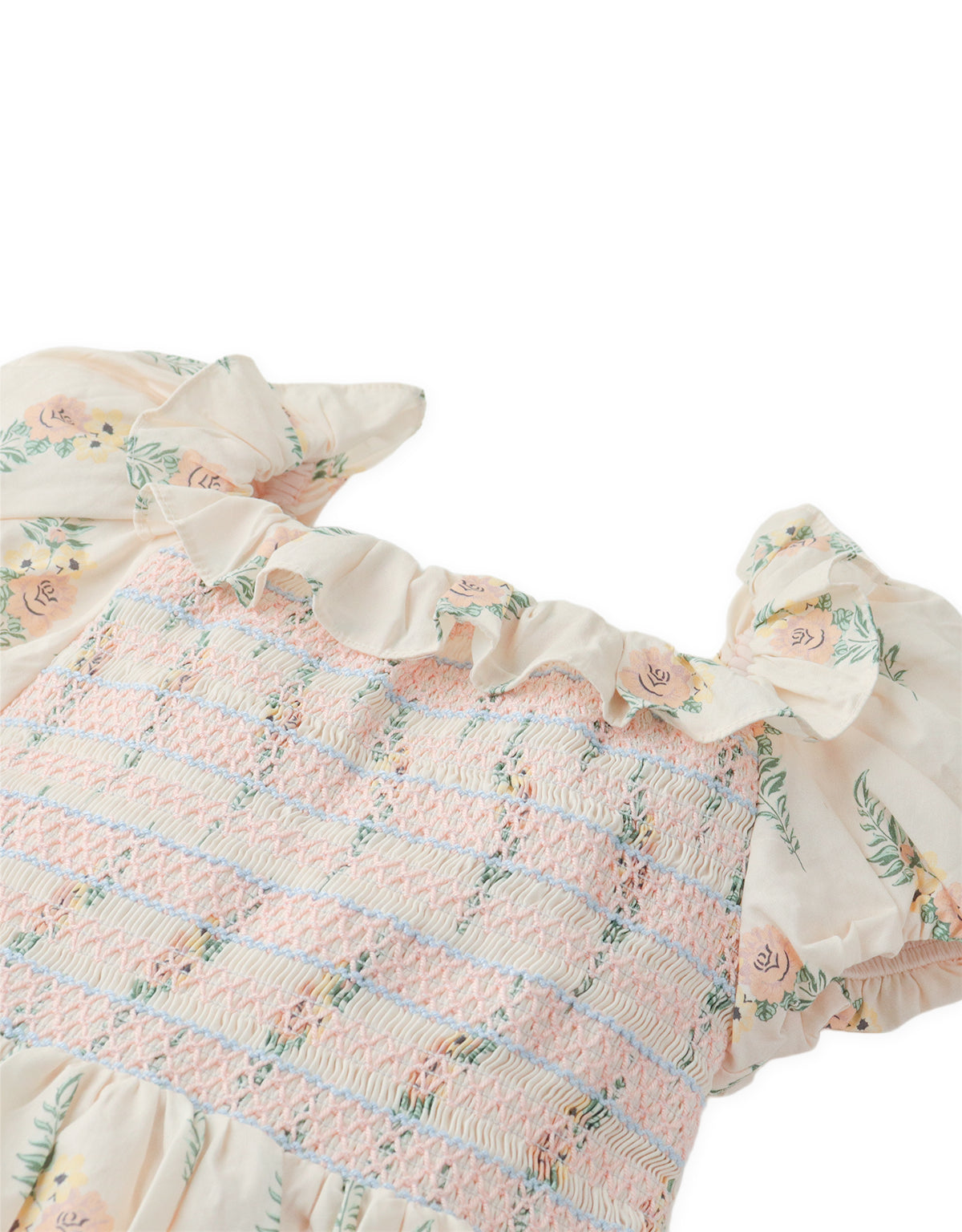 Rachelle Smocked Bubble-Sleeve Dress