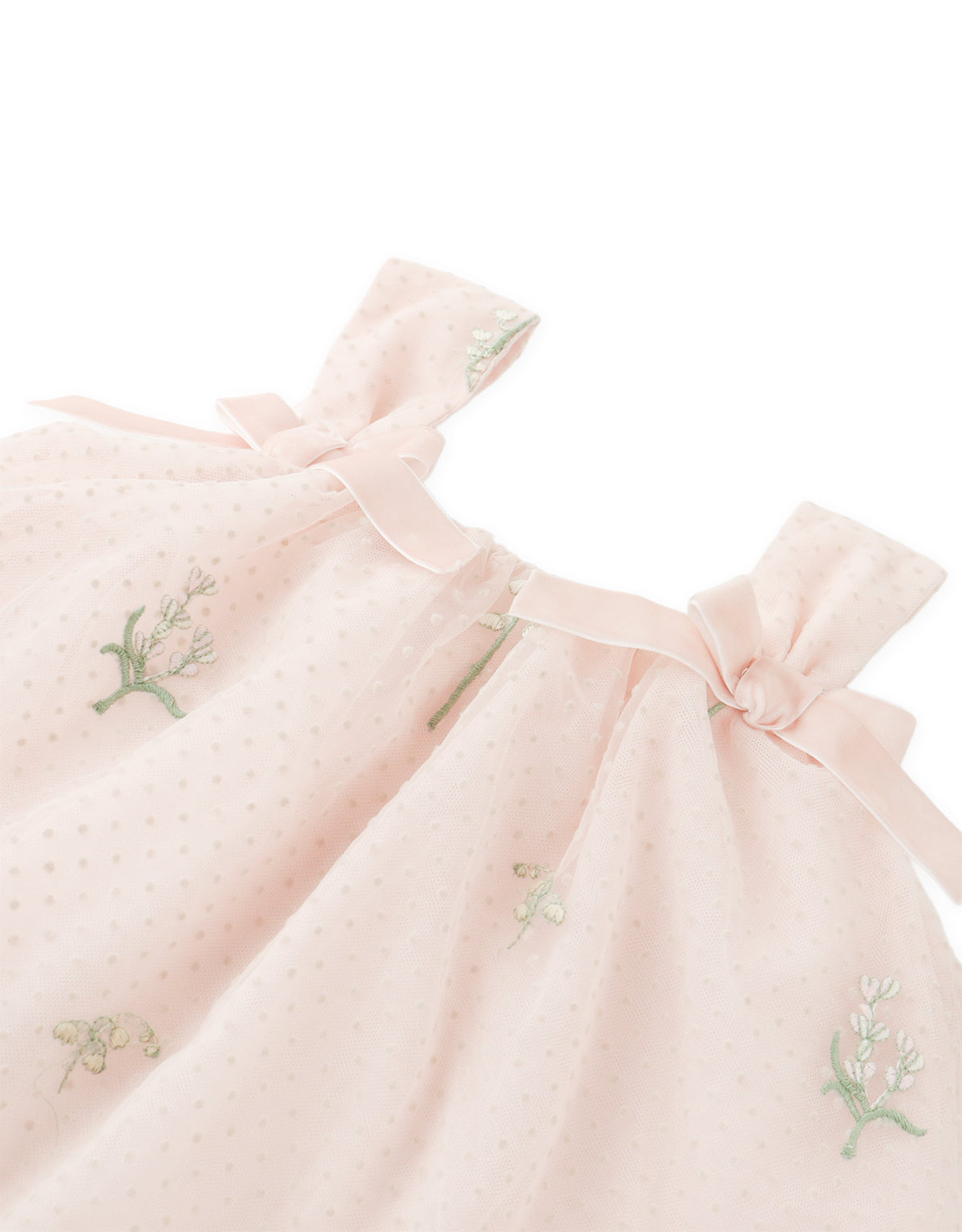 Fleur Embroidered Tulle Swing Dress with Velvet Bow