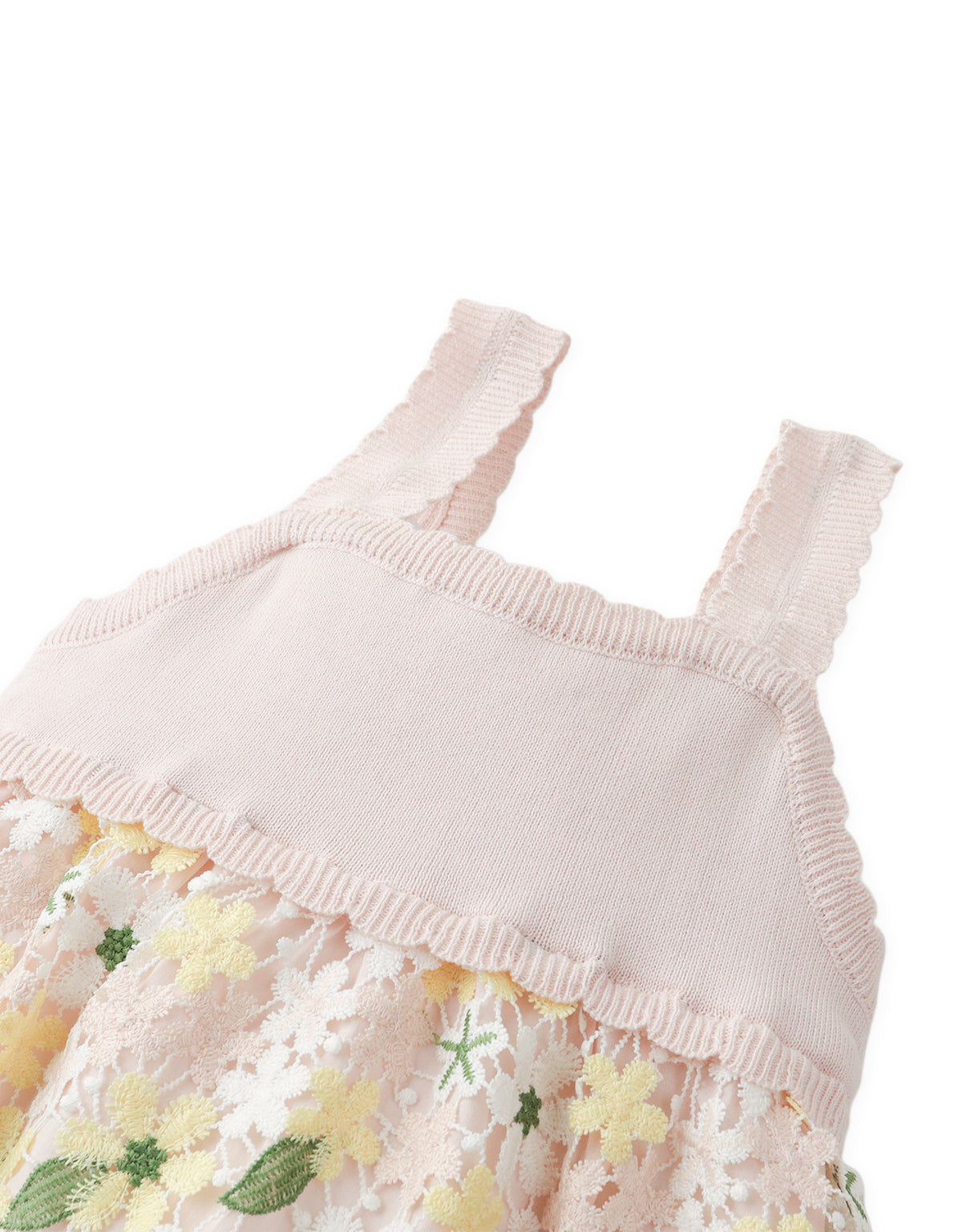 Brittany Knit-Bodice Dress with Lace Trim