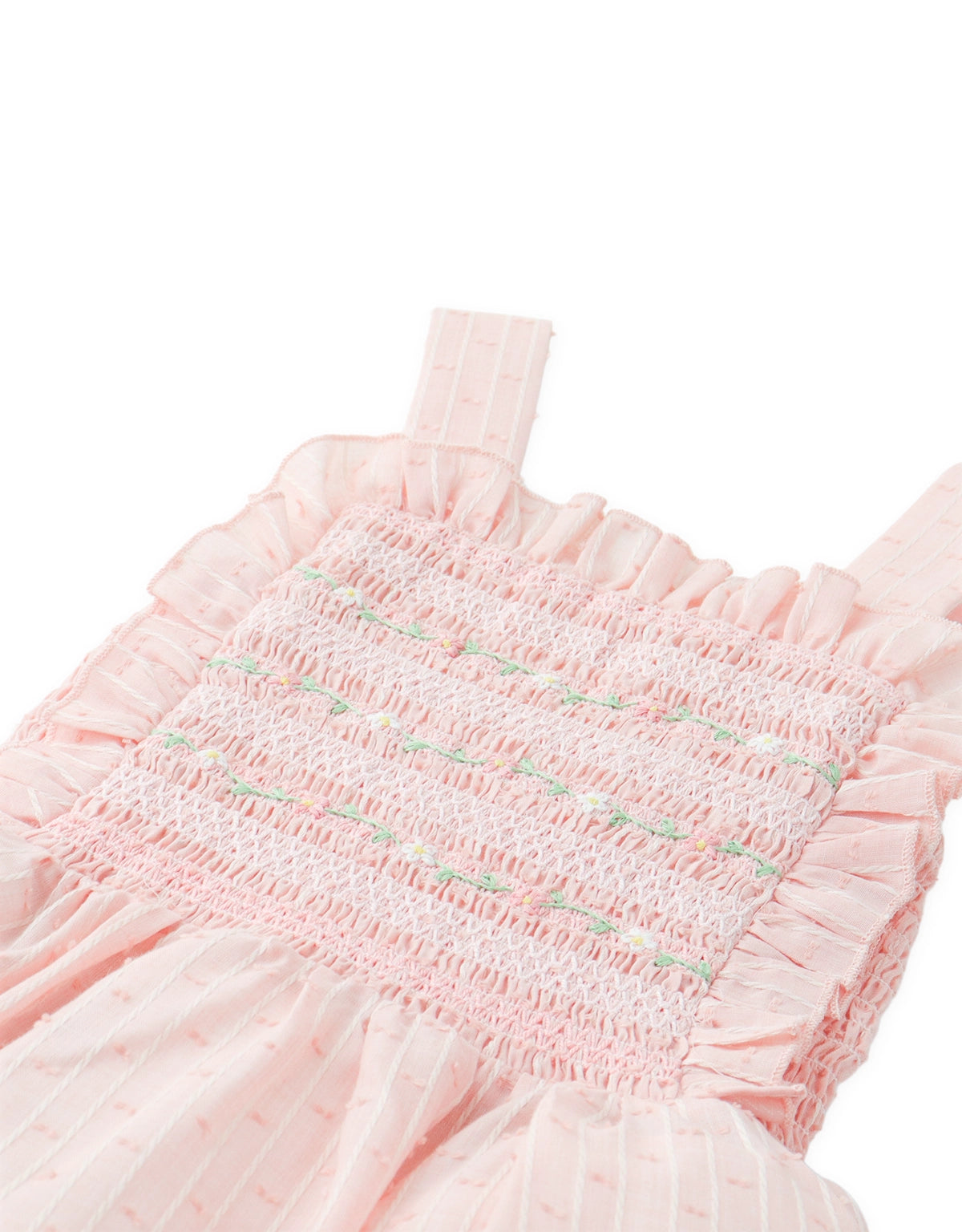 Delphine Smocked Apron Dress with Hand Embroidery