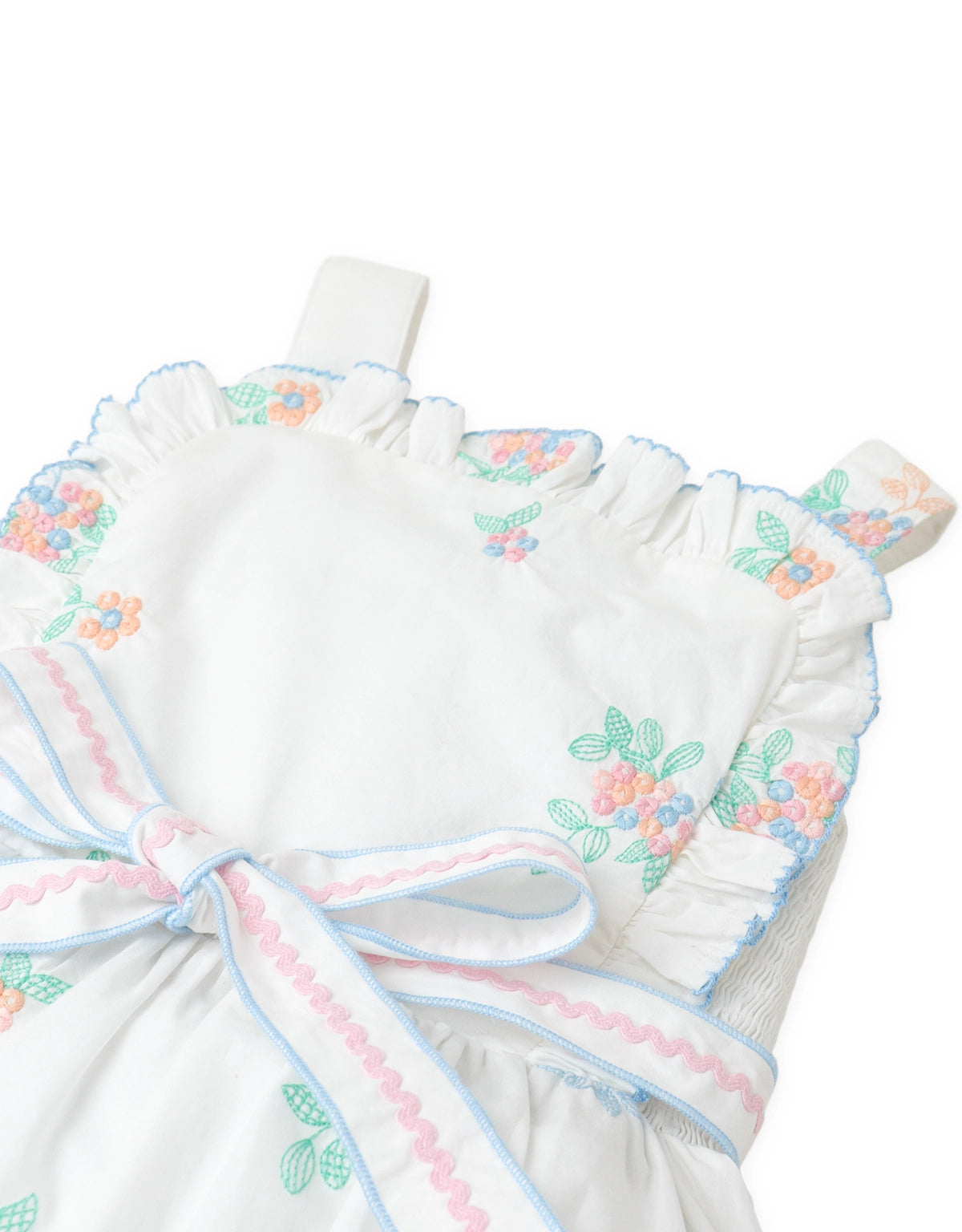 Leonora Floral Embroidered Dress with Sash Belt