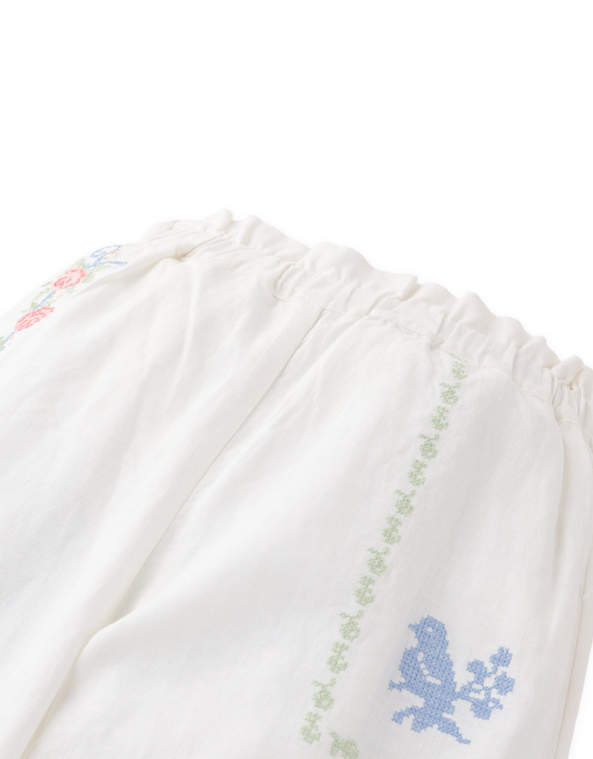 Danice Cross-Stitch Wide-Leg Pants