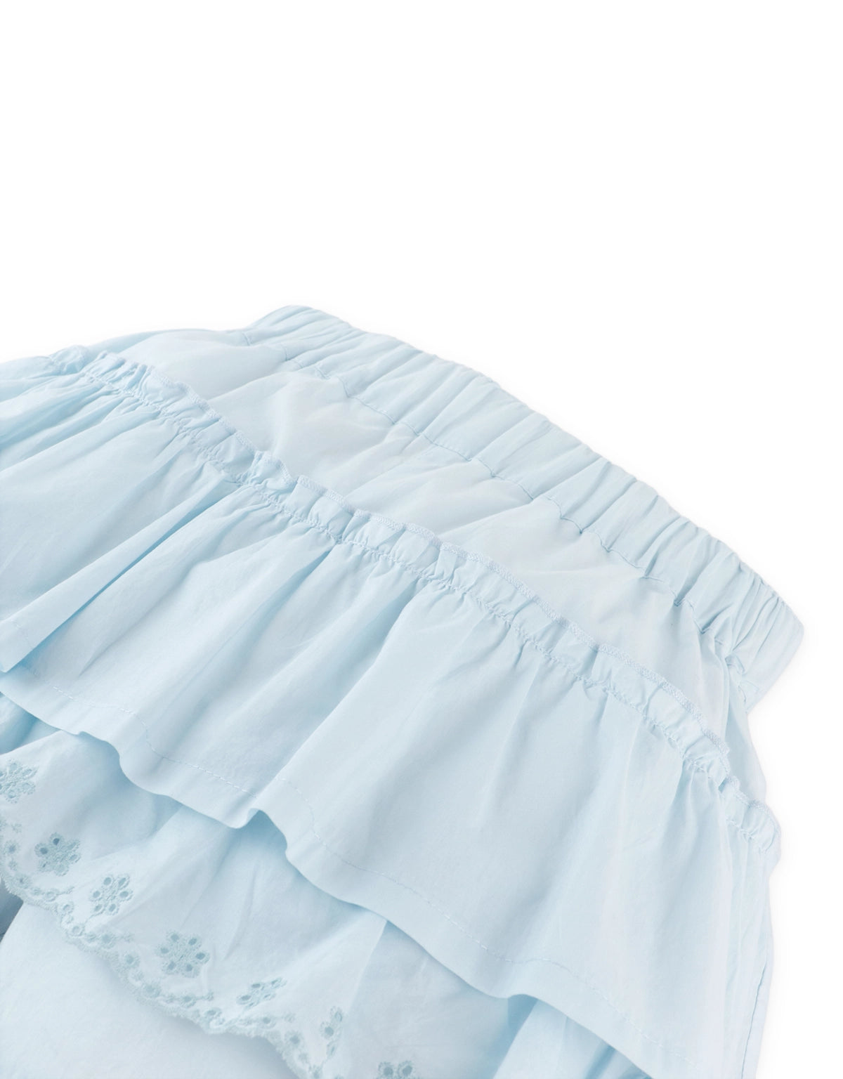 Elara Tiered Ruffle Shorts with Eyelet Embroidery
