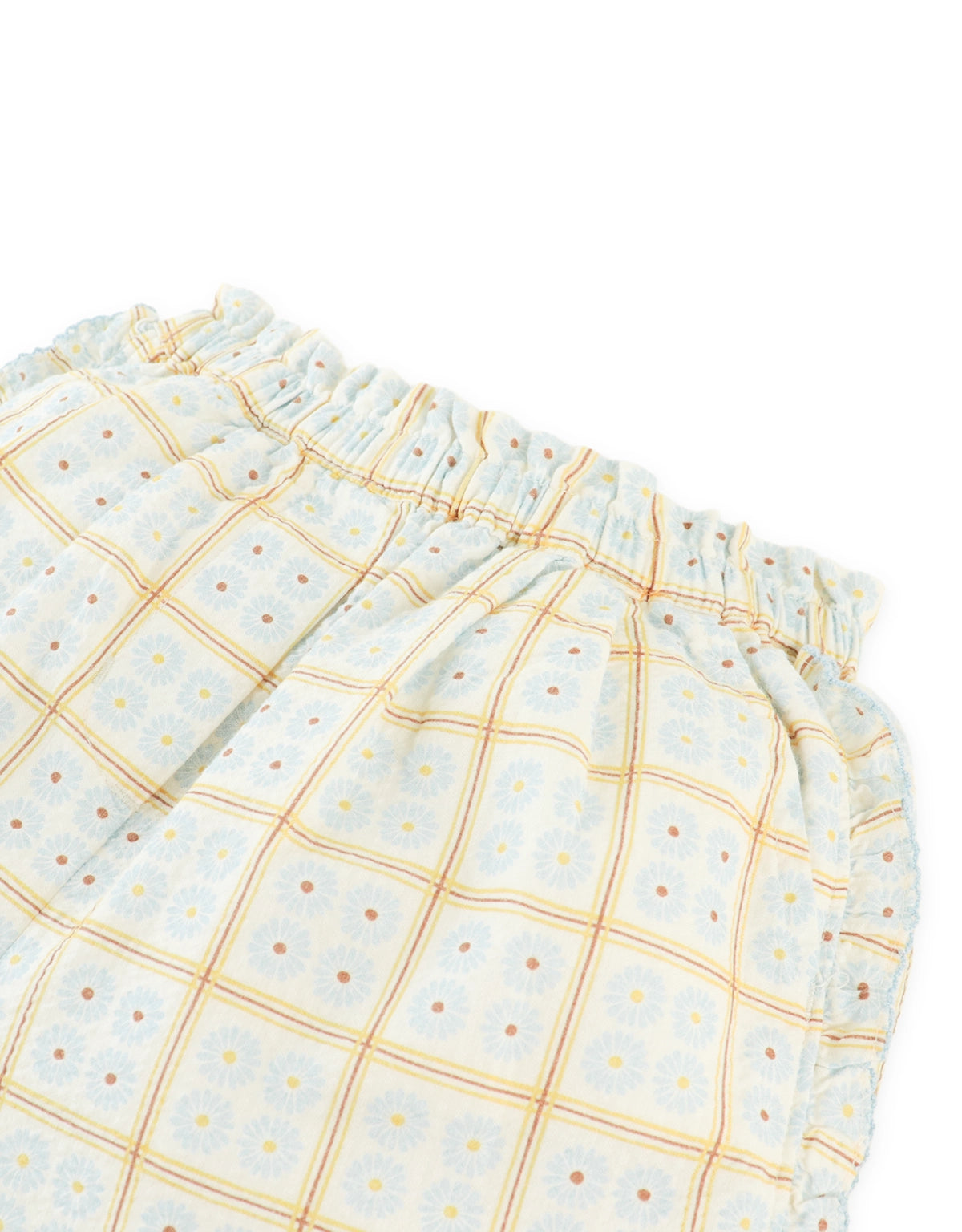 Astrid Daisy Print Ruffle Shorts with Picot Trim