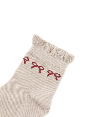 Frilly Crew Socks with Bow Intarsia Design back view