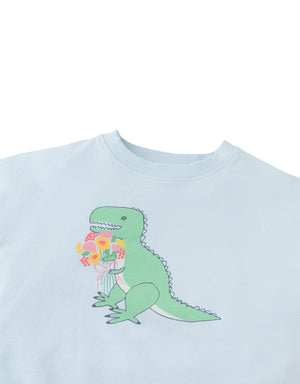 Winona Springtime Dino Graphic Terry Top front view