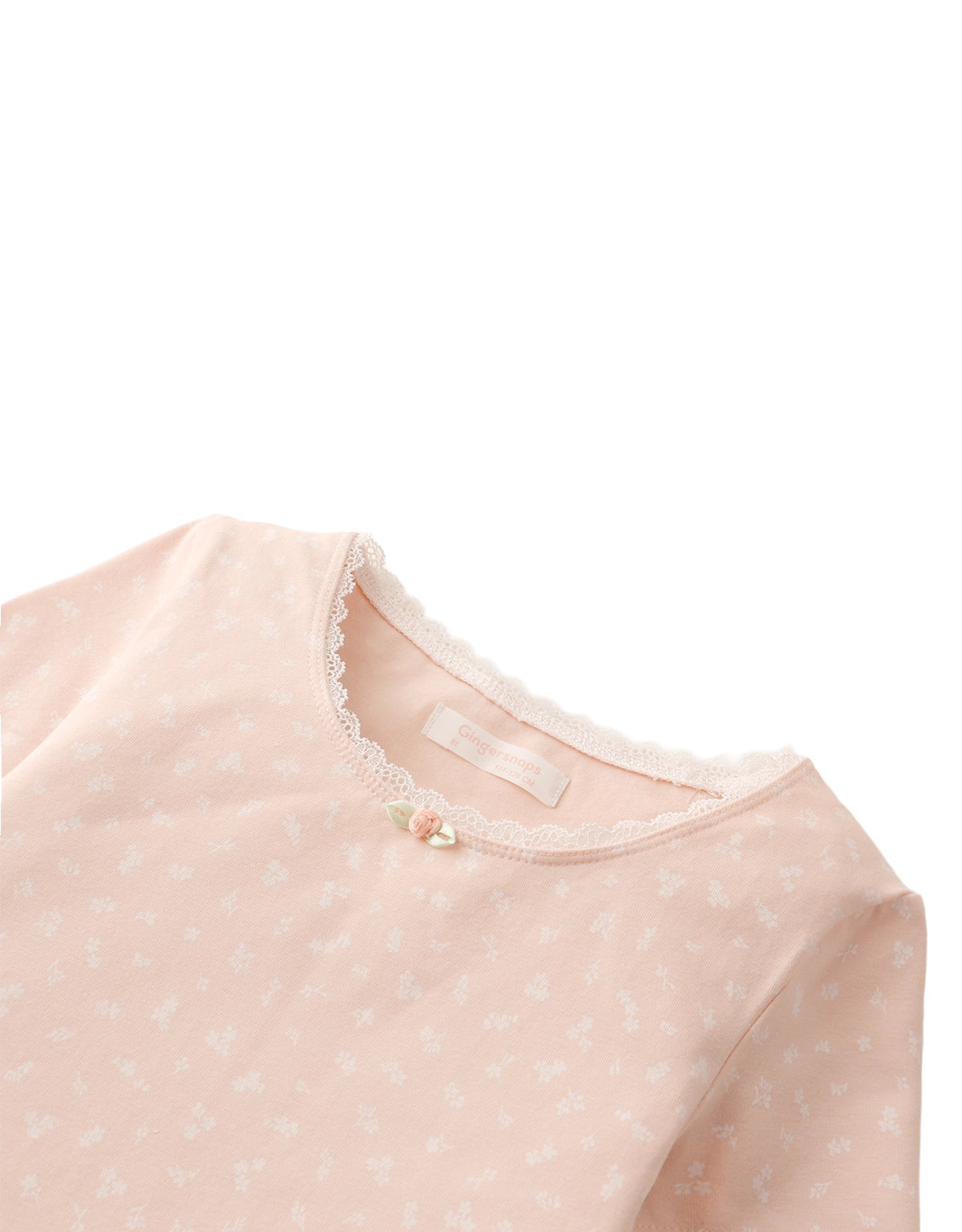 Halle Ditsy Floral Lace-Trim Tee with Rosette