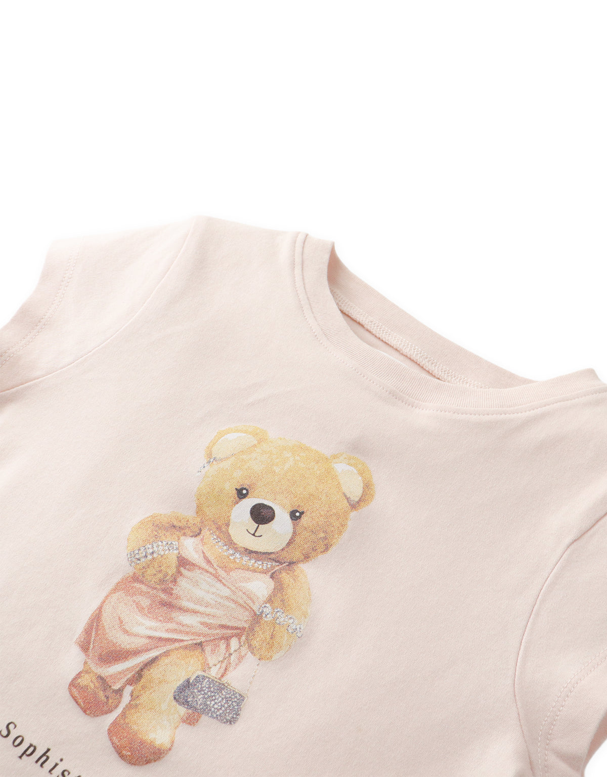 Bella Graphic Baby Tee with Glam Bear Print