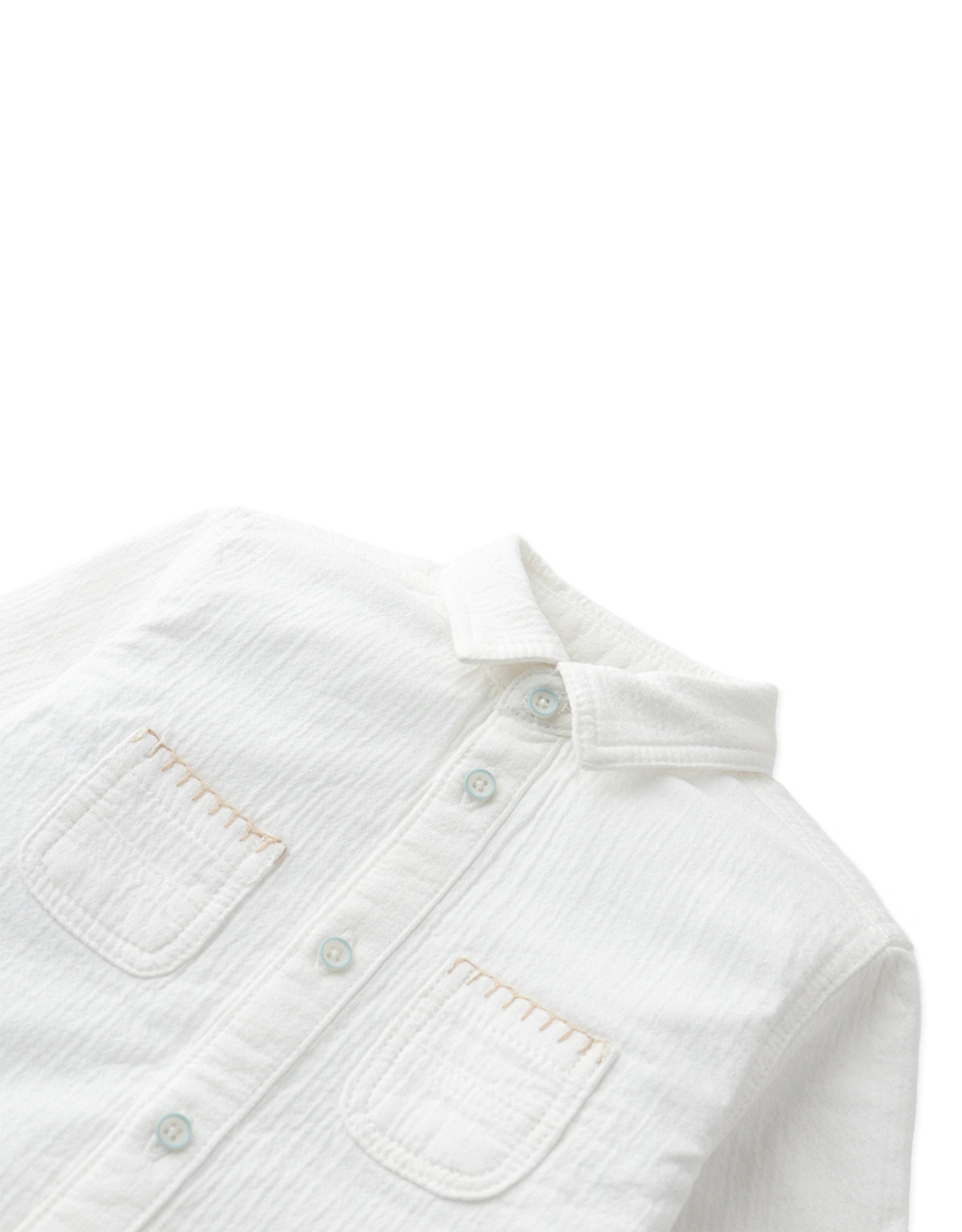 Baby Toru Long-Sleeve Embroidered Overshirt with Patch Pockets