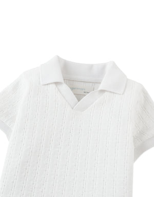 Baby Ludwig Cable Jersey Polo Shirt front view