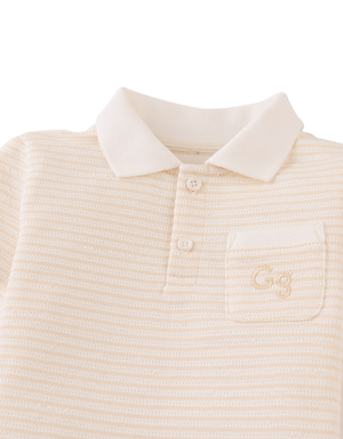 Baby Eren Textured Striped Polo Shirt with Pocket front view