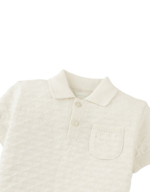 Baby Jerome Triangle Polo Shirt with Ribbed Cuffs front view