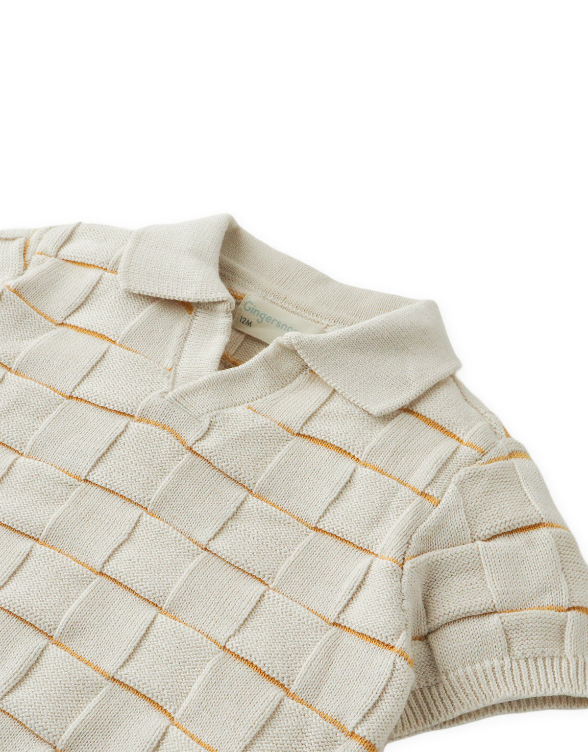 Baby Kai Checkerboard Knit Open-Collar Polo