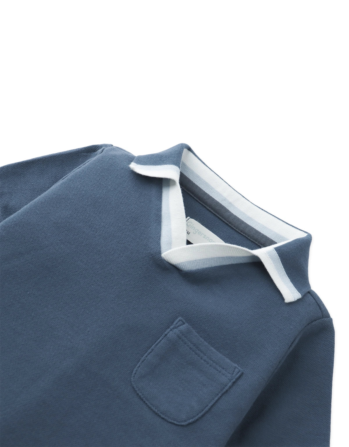 Baby Gino Piqué Striped Polo with Contrast Open Collar