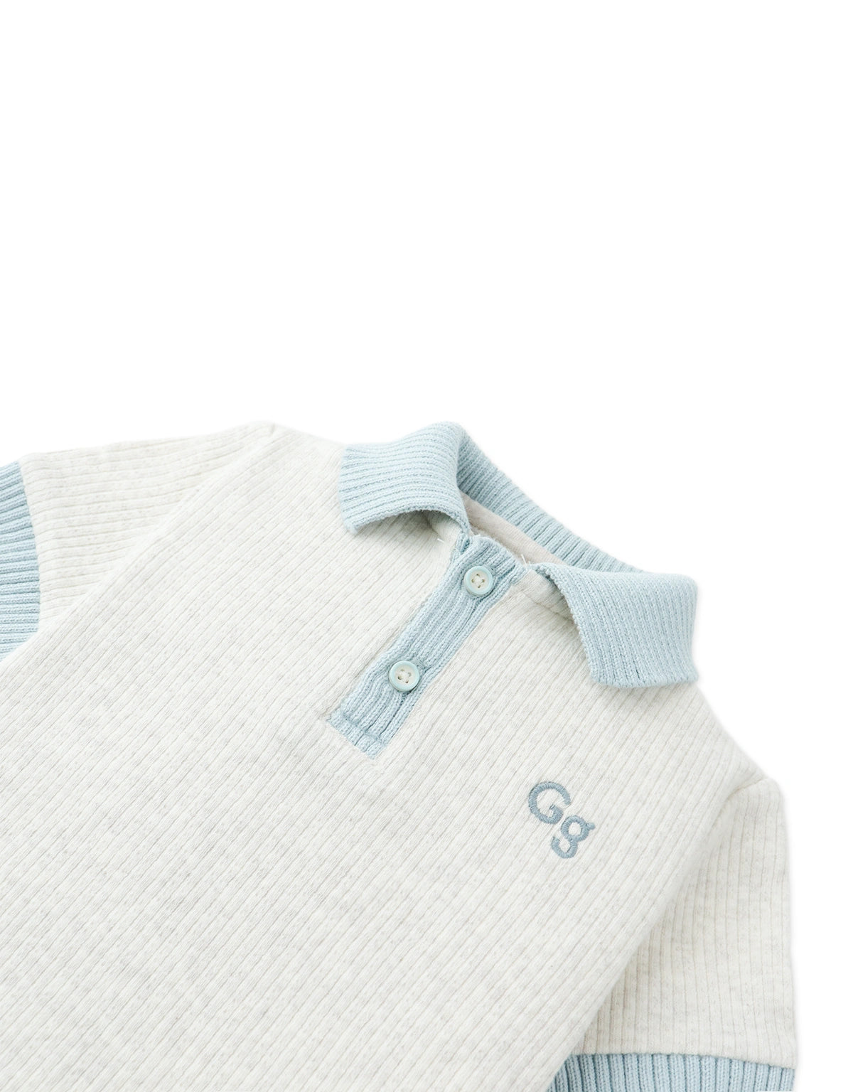 Baby Kiyoto Ribbed Pointelle Knit Polo with Contrast Details