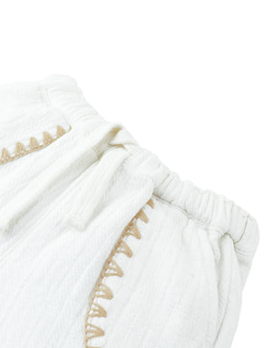 Baby Marlow Drawstring Shorts with Contrast Stitching close-up detail