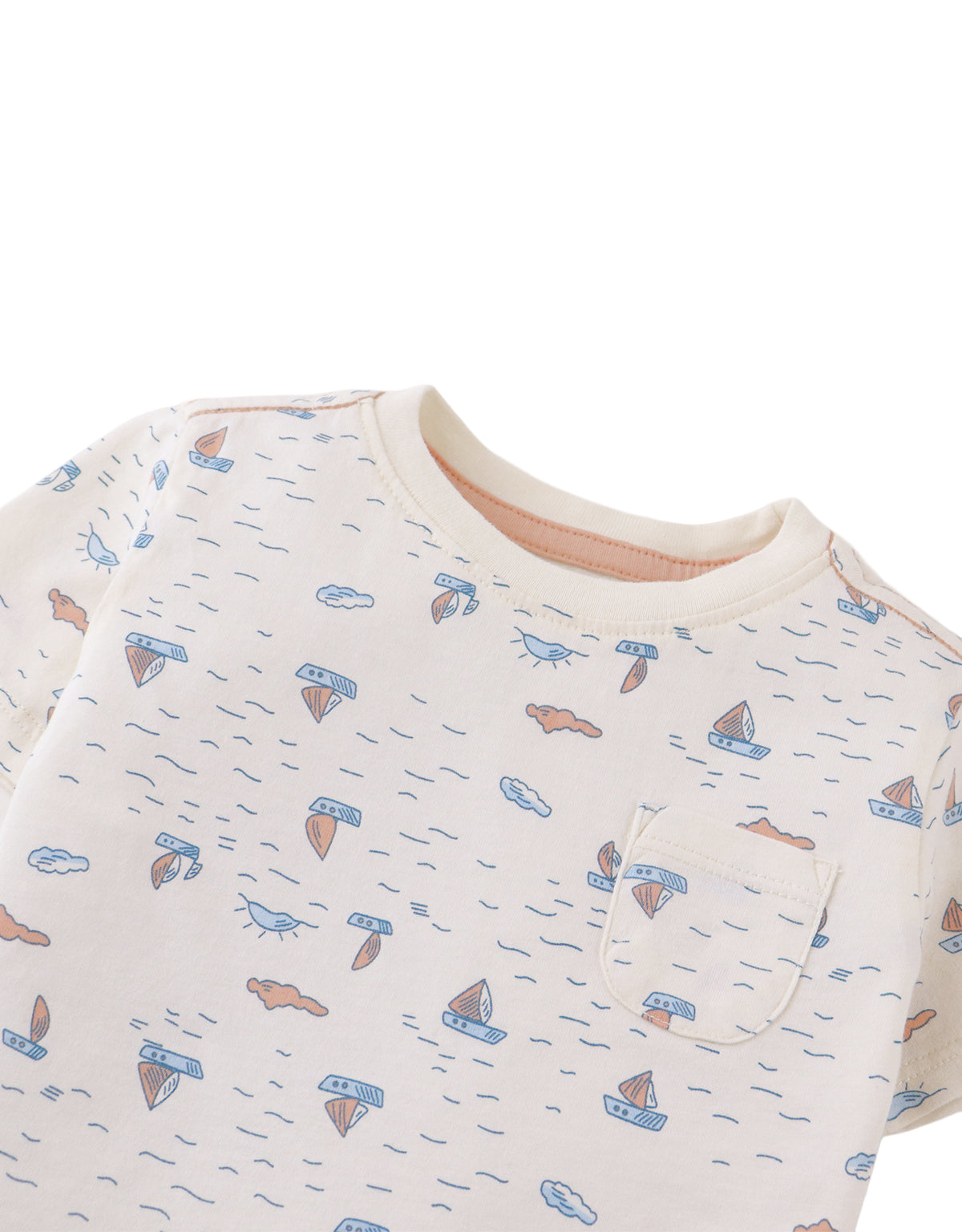 Baby Adriel Pocket Tee with All-over Boat Pattern