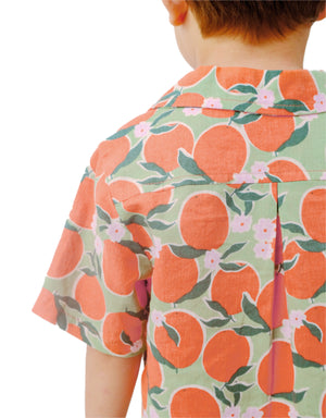Baby Boys Big Oranges Print Short Sleeves Shirt outfit styling