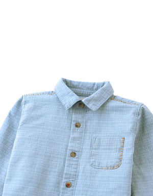 Baby Julius Washed Denim Shirt with Contrast Thread front view
