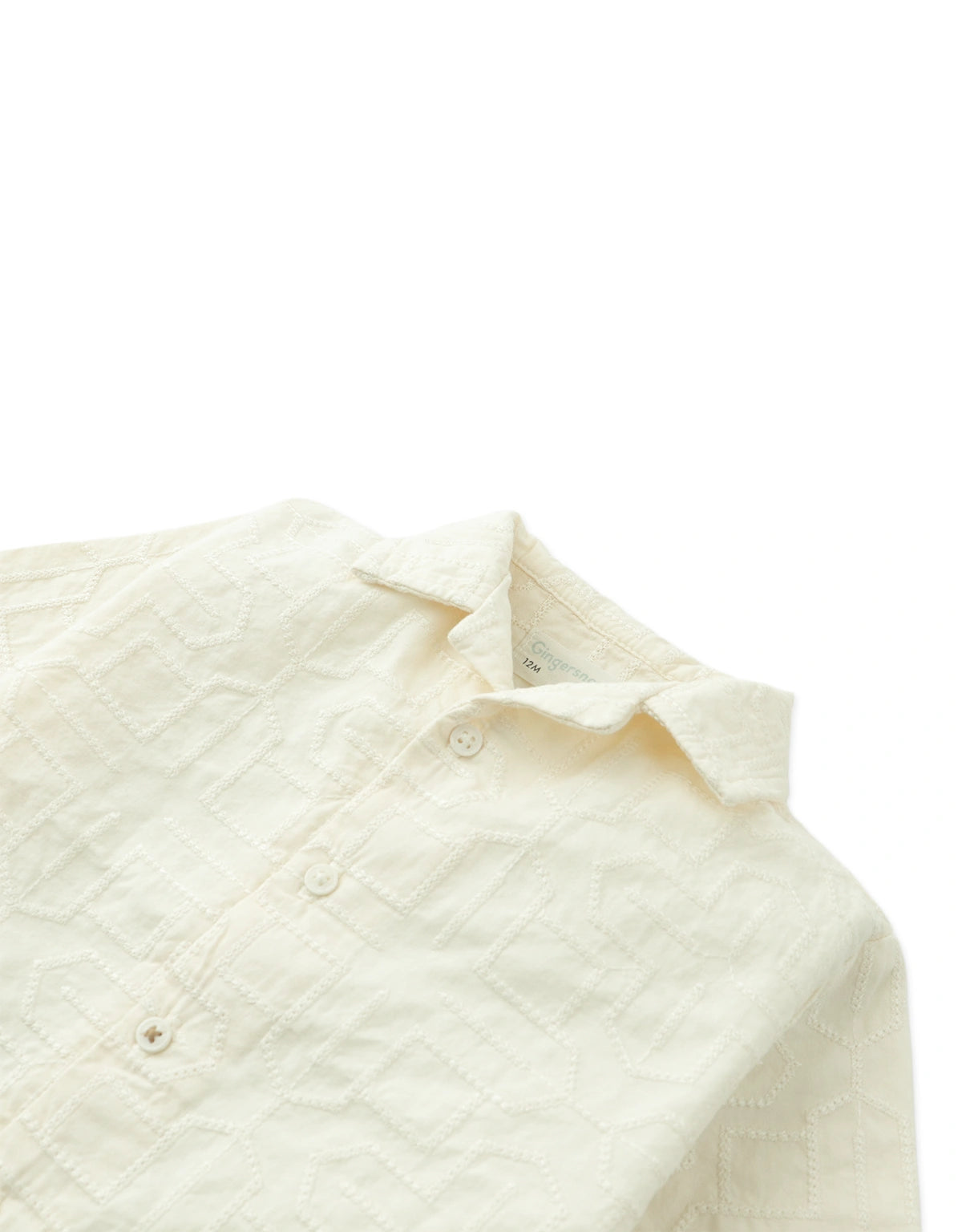 Baby Tadashi Geometric Eyelet Camp Collar Shirt