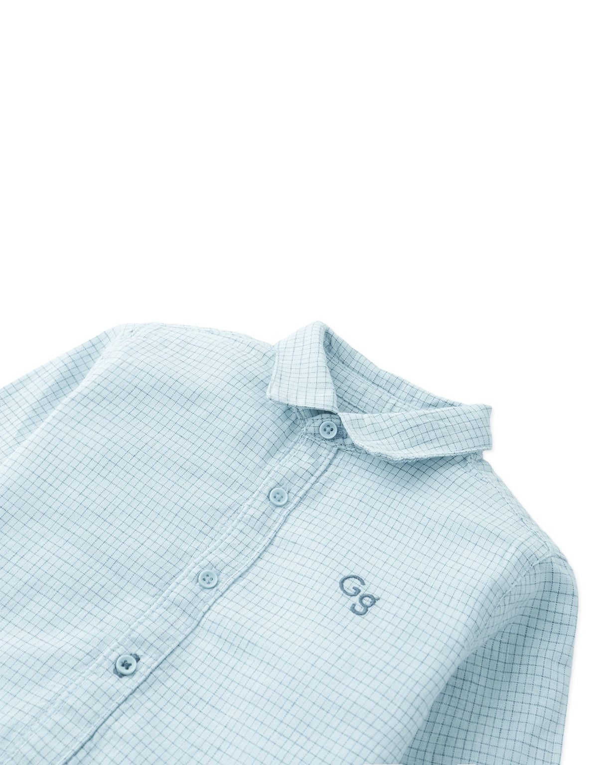 Baby Denji Micro-Check Long Sleeve Shirt with Embroidered Logo