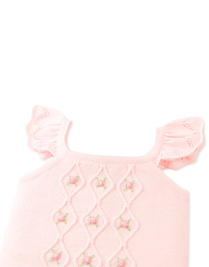 Baby Georgina Knitted Blouse with Bullion Flower Embroidery front view