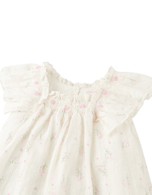 Baby Maia Embroidered Motif Dress with Smocking front view