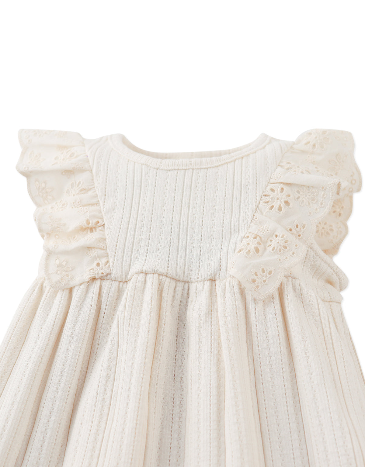 Baby Elowyn Ruffle Sleeved Dress with Embroidery Details