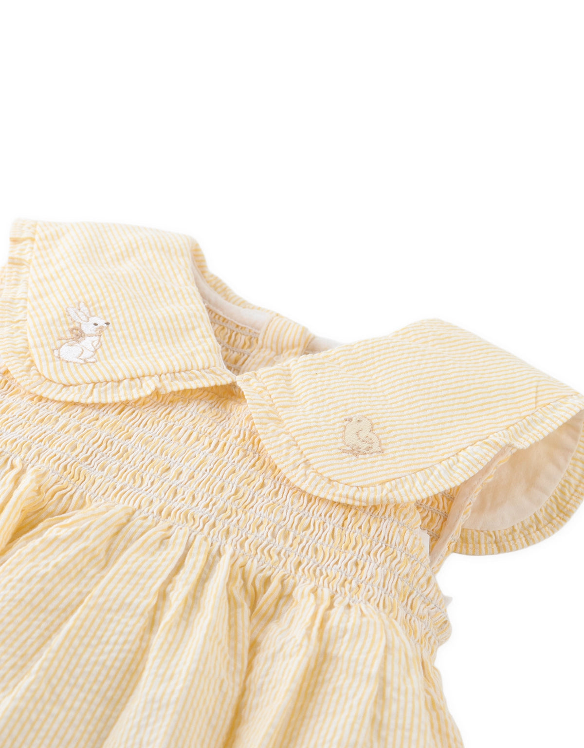 Baby Frances Striped Dress with Bunny and Chick Embroidered Collar