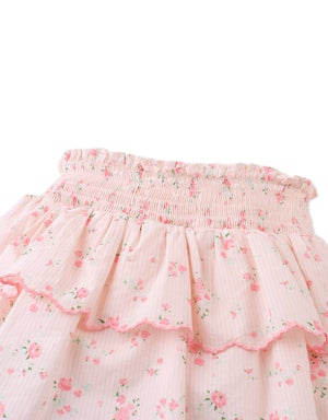 Baby Bea Skort with Smocked Bodice & Embroidered Scallop front view