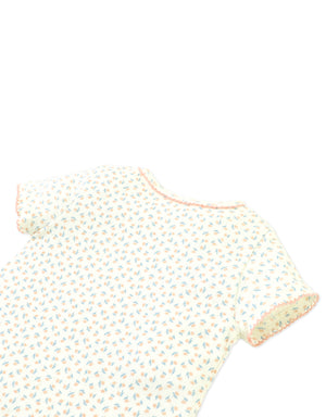 Baby Sylvie Floral Pointelle Ribbed Tee with Picot Edge Trim front view