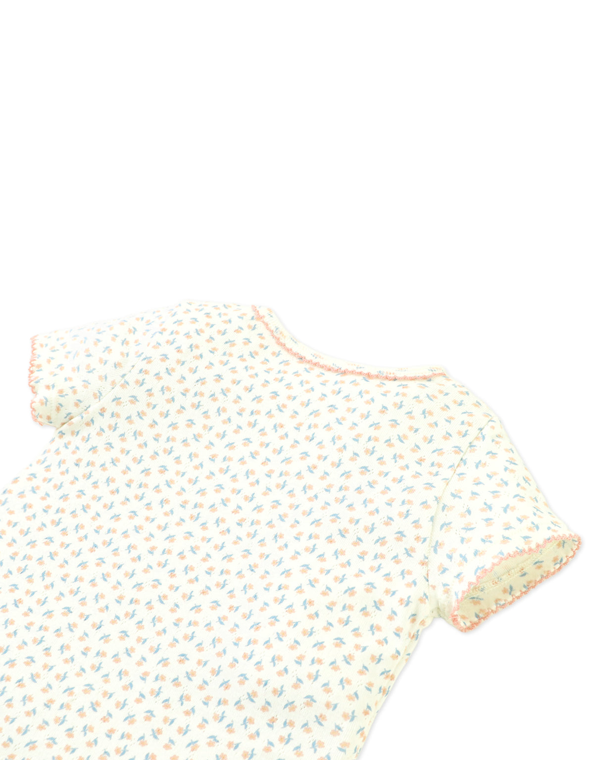 Baby Sylvie Floral Pointelle Ribbed Tee with Picot Edge Trim